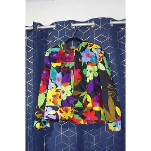 Erin Bright Rainbow Floral Women's Blazer L EUC